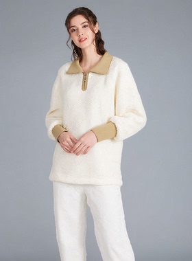 衣莎美诺连帽针织衫宽松加厚重磅卫衣女套头衫上衣Y526CV020