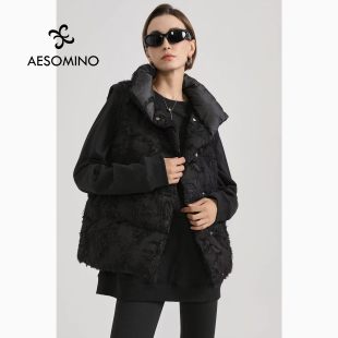 春秋冬羽绒马甲女90白鸭绒马夹新中式 国风压花保暖背心慵懒风ARVA