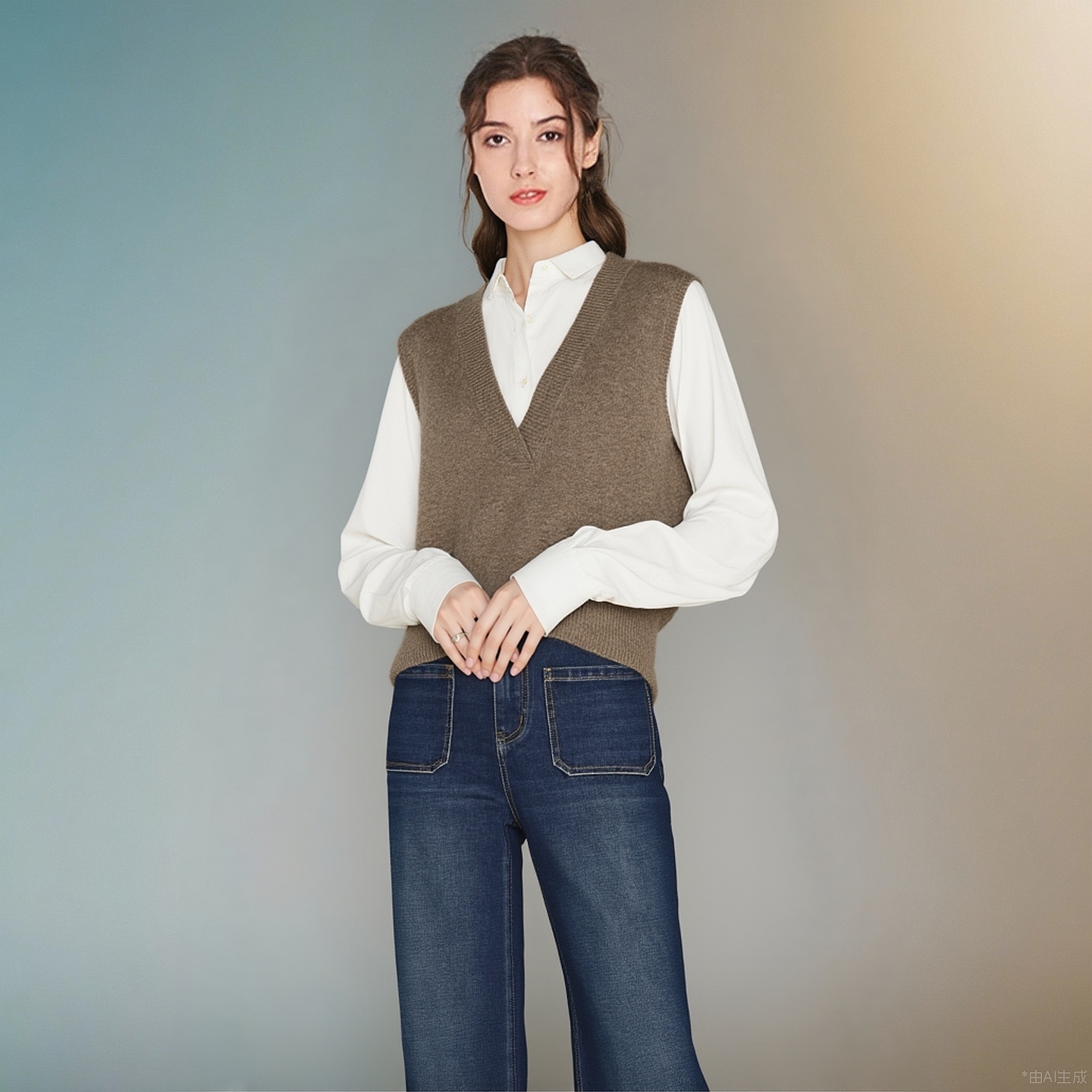 衣莎美诺百搭纯羊毛马夹女马甲