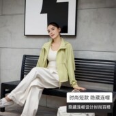 新品 风衣外套隐藏连帽夹克冲锋衣宽松立领夹克女ABZK 春秋休闲短款