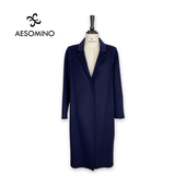 Aesomino 衣莎美诺秋冬羊毛中长款 大衣毛呢风衣午夜蓝64084155