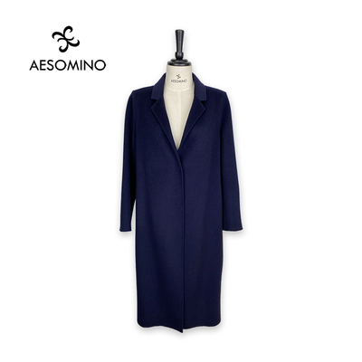 Aesomino/衣莎美诺秋冬羊毛中长款大衣毛呢风衣午夜蓝64084155
