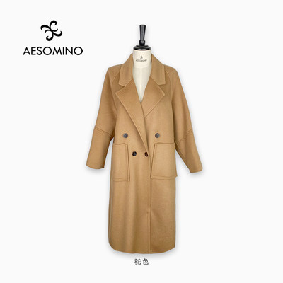 衣莎美诺高货骆驼绒大衣冬毛呢