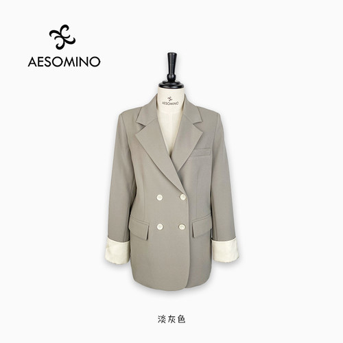 Aesomino/衣莎美诺西装外套淡灰色Y411C6586