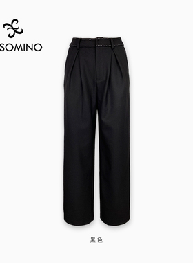 AESOMINO衣莎美诺冬休闲裤女长裤高腰加厚黑Y121D6092