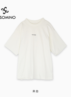 【25新】纯棉重磅圆领夏女简约印花宽松纯色百搭短袖T恤Y682BW803
