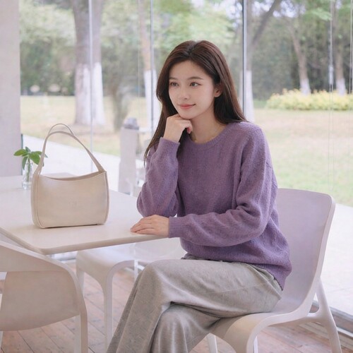 无缝一体绵羊毛绒感拉绒女毛衣