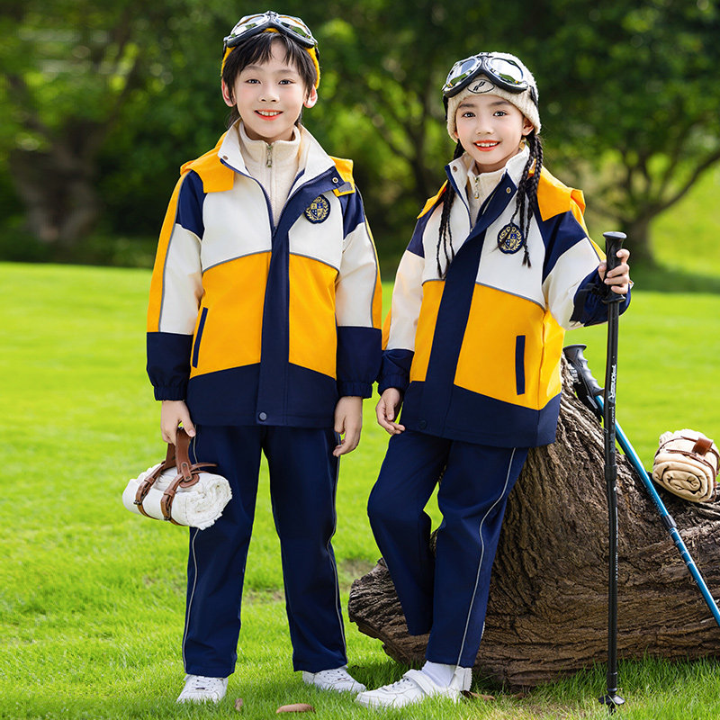 儿童户外登山服2025新款秋冬装幼儿园冲锋衣班服三件套小学生校服