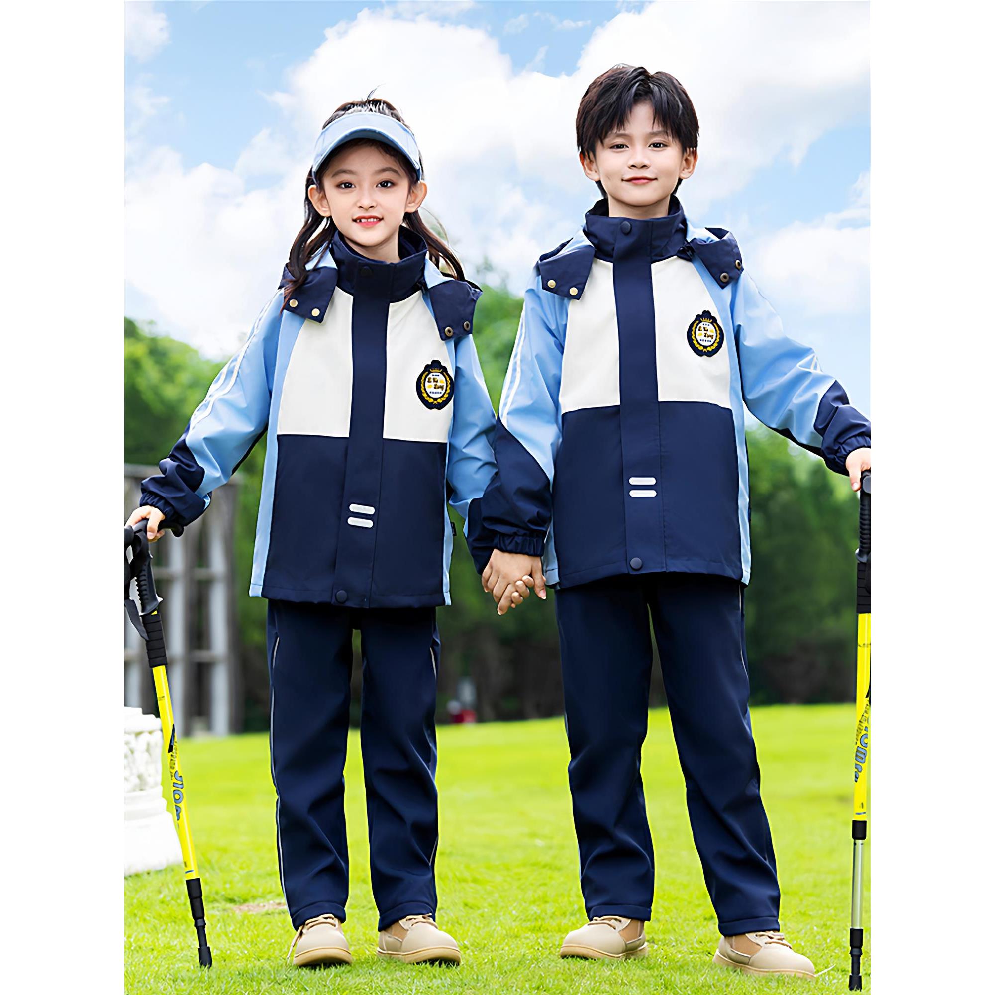 幼儿园冲锋衣园服2025新款秋冬装运动班服一年级小学生校服三件套