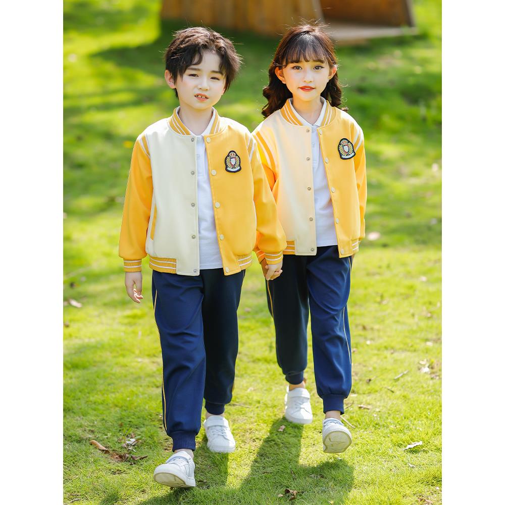 幼儿园园服春秋装冲锋衣套装小学生班服三件套春秋冬季校服一年级