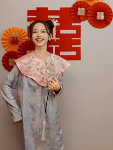新中式婚礼晨袍新娘女2023年秋冬婚礼改良旗袍国风晨拍睡袍伴娘服