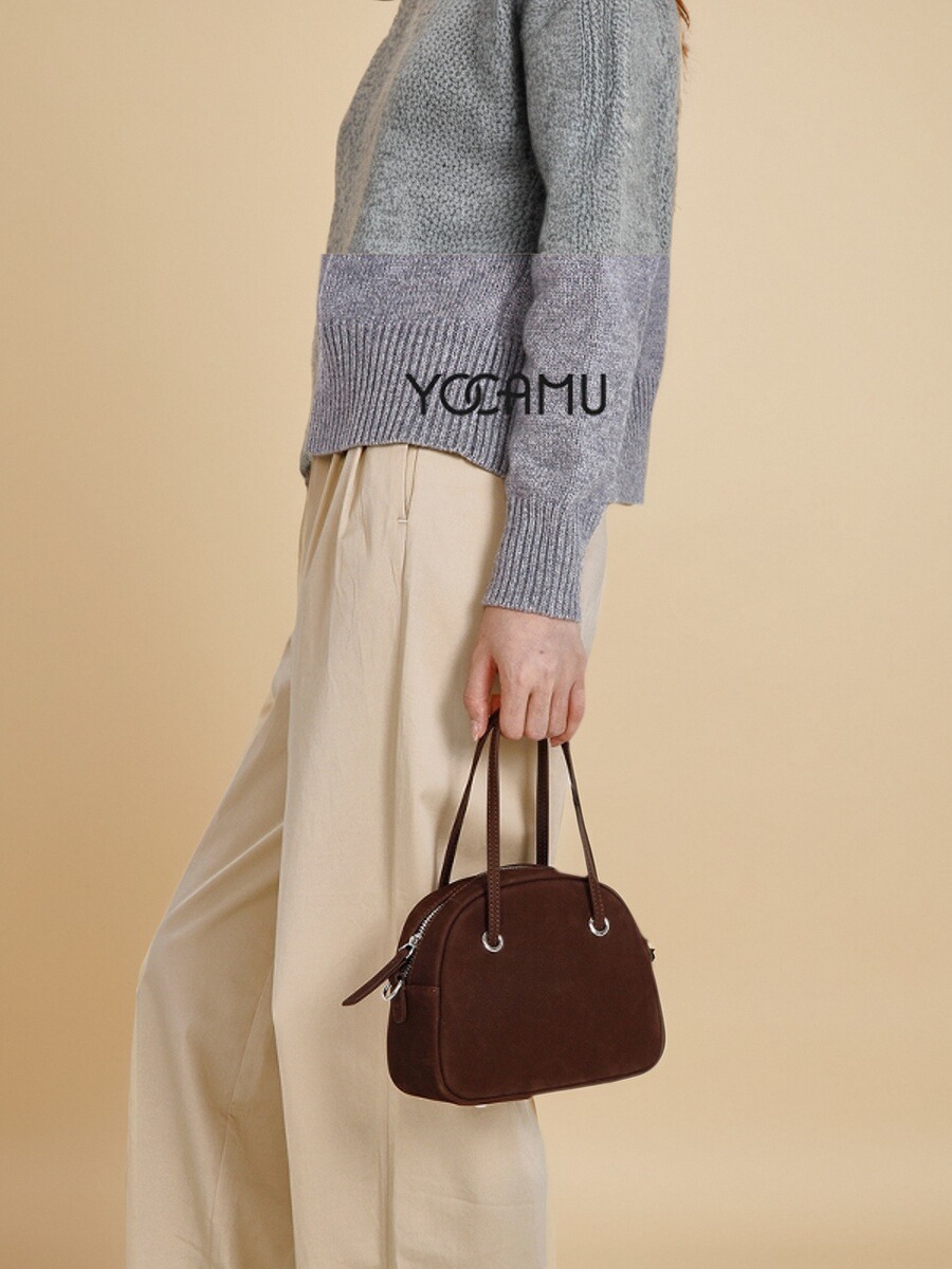 YOCAMU麂皮手提波士顿包斜挎小包