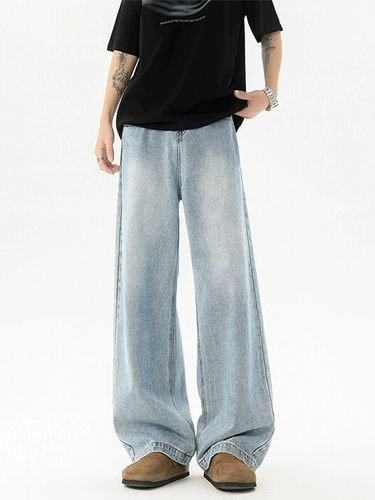 Ретро летние джинсы, штаны, в американском стиле, оверсайз, изысканный стиль, свободный прямой крой