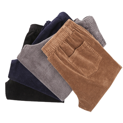 中老年人松紧腰爸爸灯芯绒休闲裤