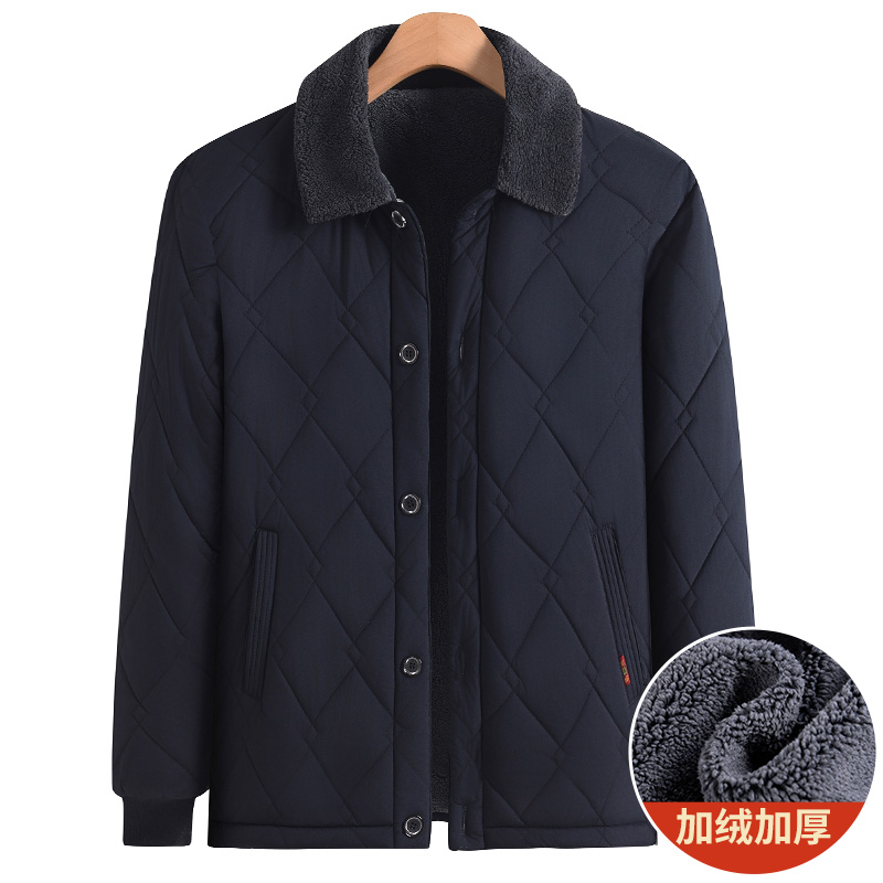 男士外套加绒加厚纽扣款小棉袄男