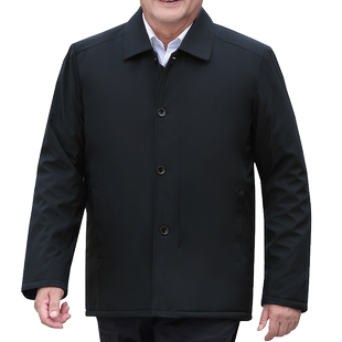 爸爸外套男加棉加厚秋冬装中老年扣子夹克老人爷爷上衣外穿棉衣