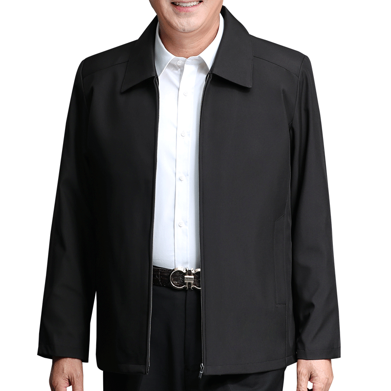 爸爸外套中老年人宽松大码衣服扣子老人爷爷商务短款夹克夹棉加厚