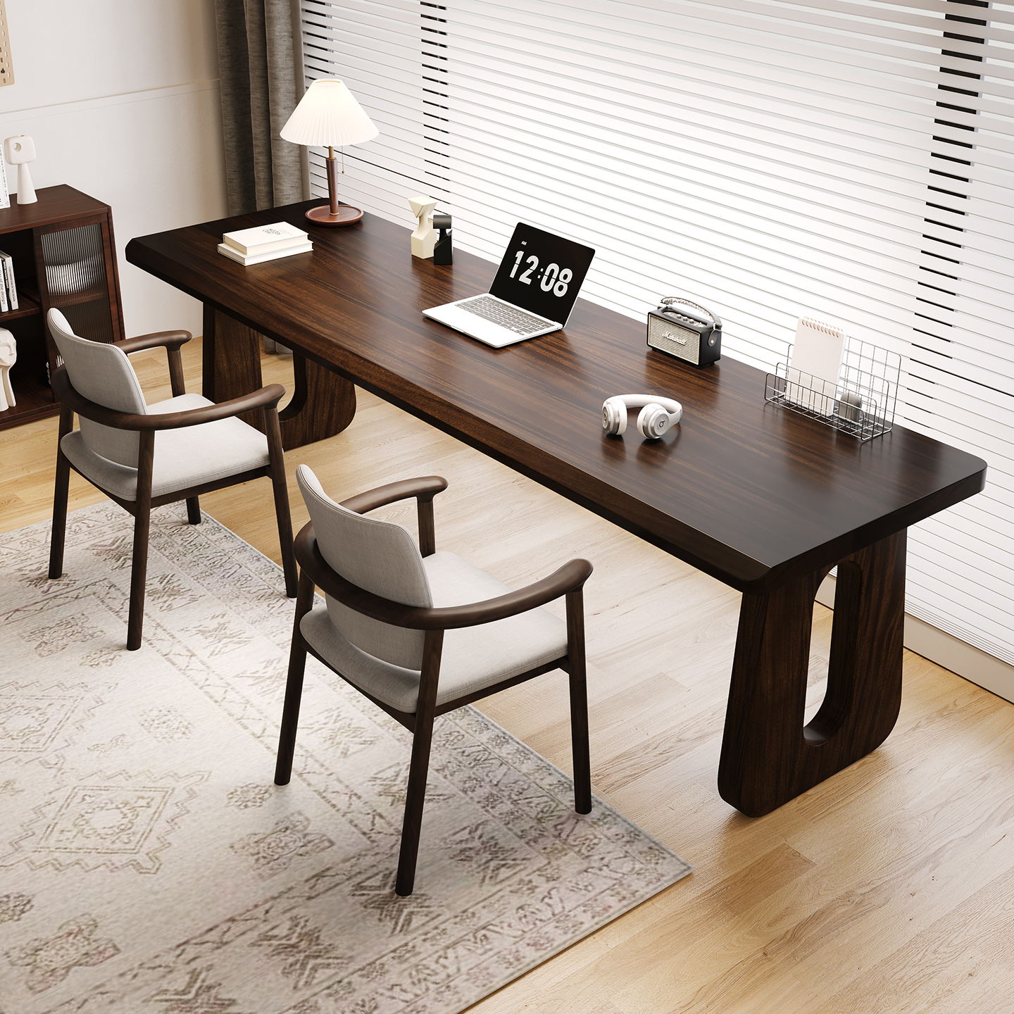 南美胡桃木靠墙书桌小书房书桌