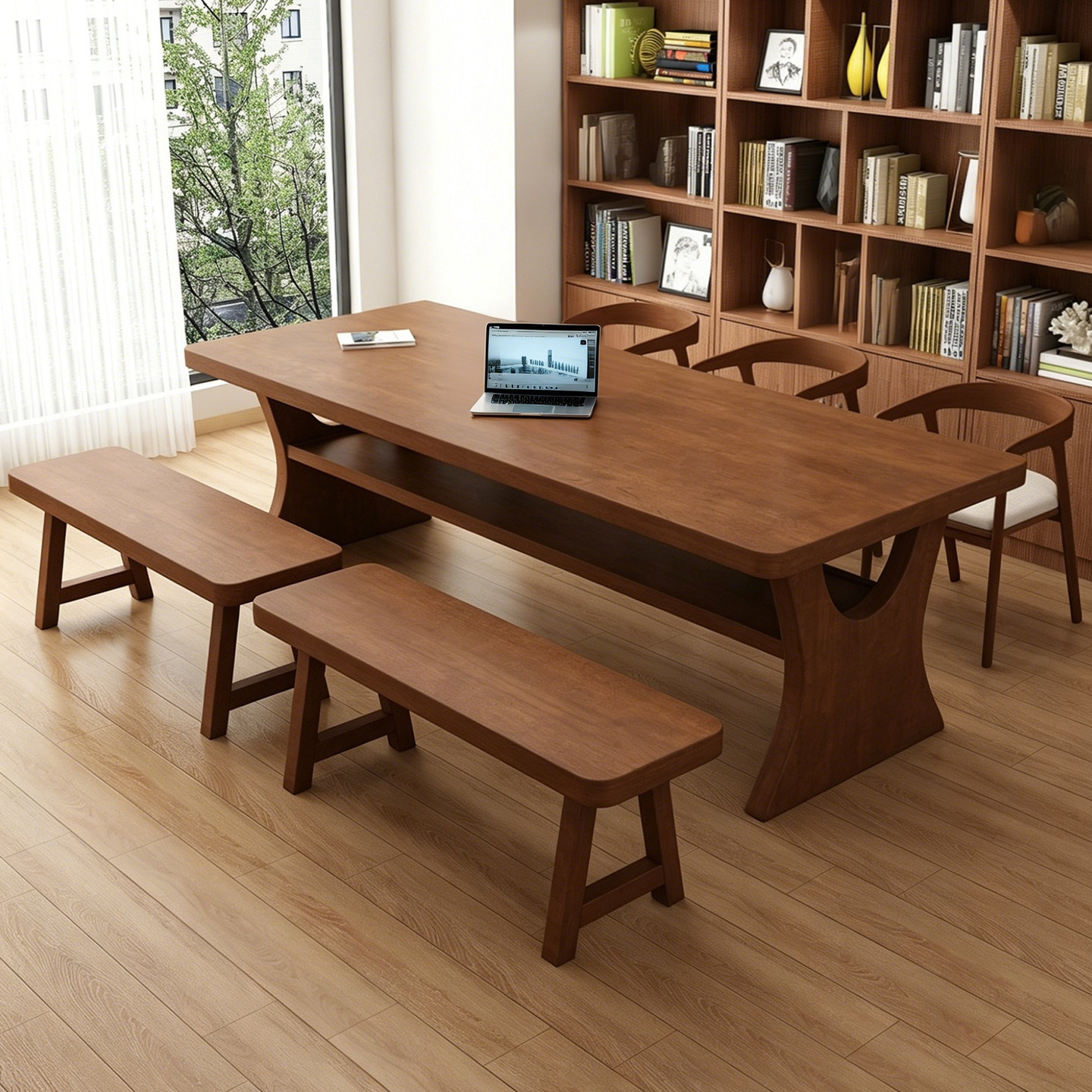 实木书桌现代简约客厅大长书桌家用办公桌电脑桌写字桌学习长桌子