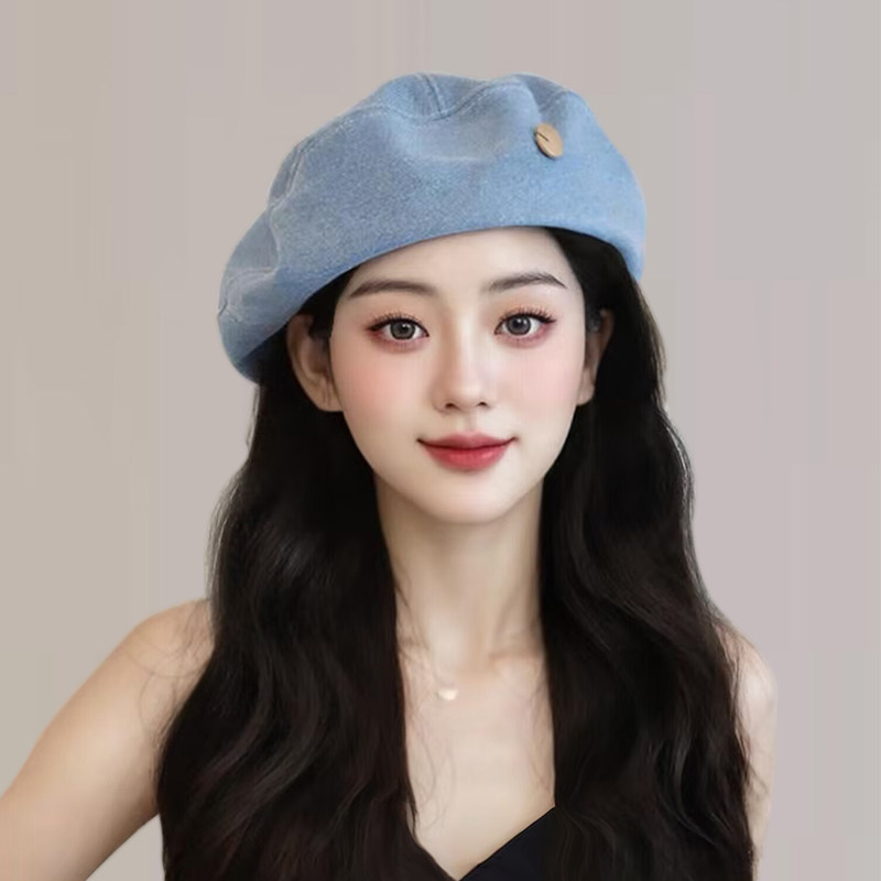 浅蓝色牛仔贝雷帽女款2025新款韩系画家帽春秋季显脸小蓓蕾帽子女,服饰配件/皮带/帽子/围巾,帽子,淘宝优惠券,粉丝福利购,淘宝优惠卷