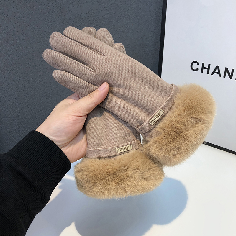 加绒手套女冬季加厚骑行可触屏