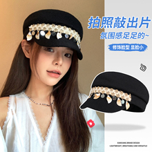 亚麻透气八角帽女款夏季韩版百搭高级感报童帽子显脸小鸭舌贝雷帽