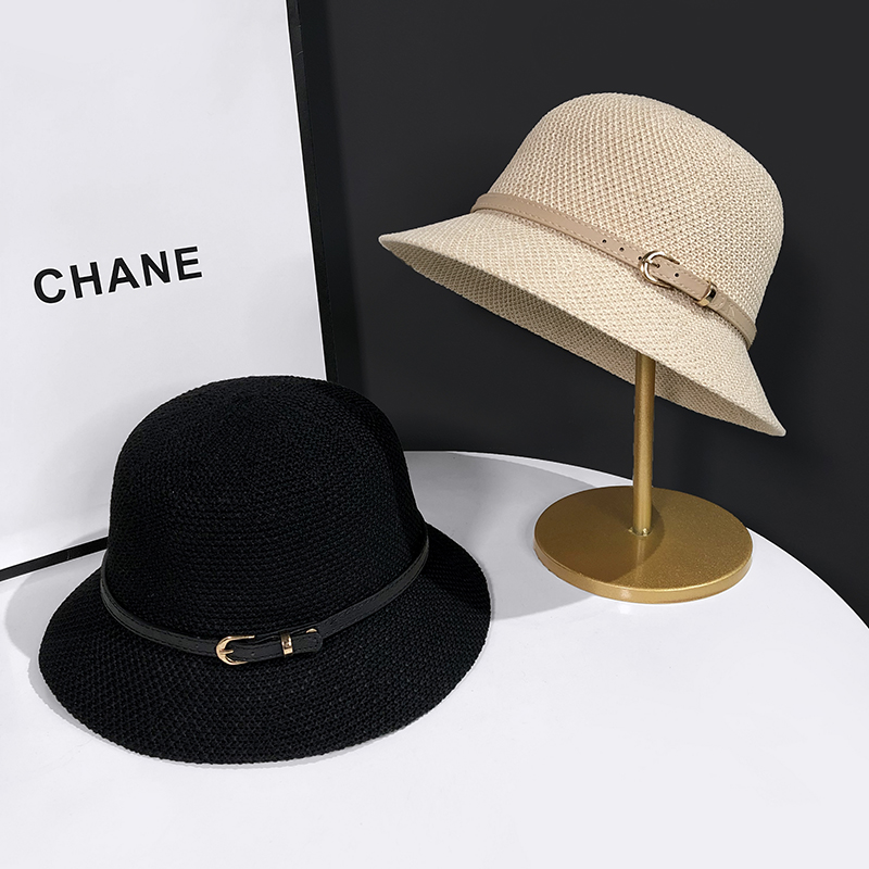 韩版亚麻编织渔夫帽女夏季日系文艺百搭太阳帽女防晒遮阳帽子盆帽