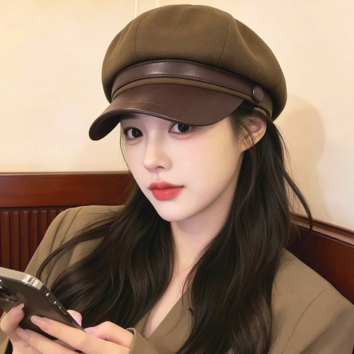 韩系复古显脸小八角贝雷帽子女款