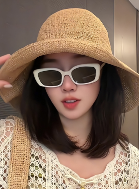 日系草编遮阳渔夫帽女款夏季防紫外线大帽檐凉帽户外防晒太阳帽子