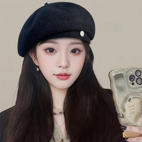 秋冬羊毛贝雷帽子女2026新款保暖