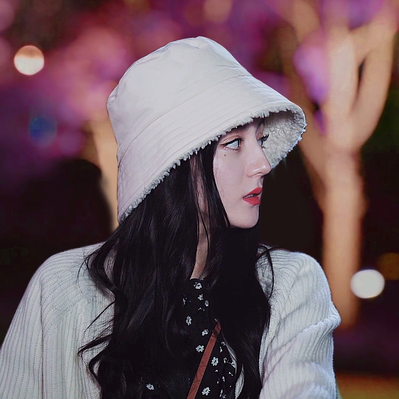 双面戴~热巴同款渔夫帽女冬加绒