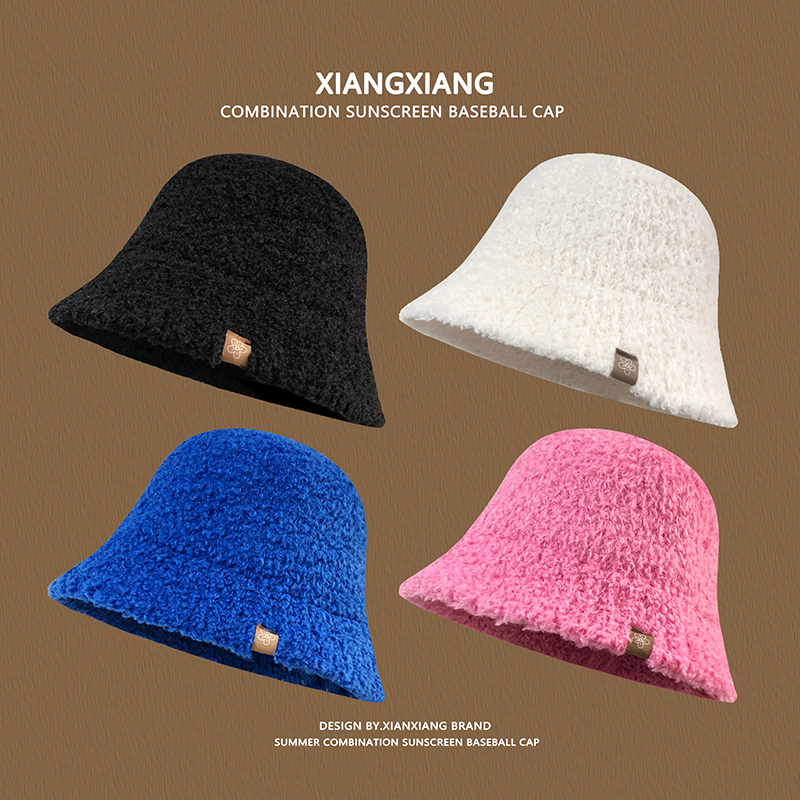 羊羔绒加厚保暖渔夫帽女秋冬新款