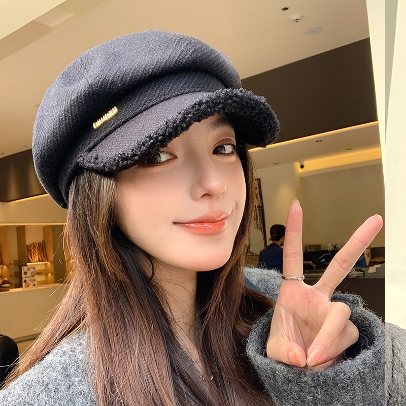 大头围英伦复古帽子女