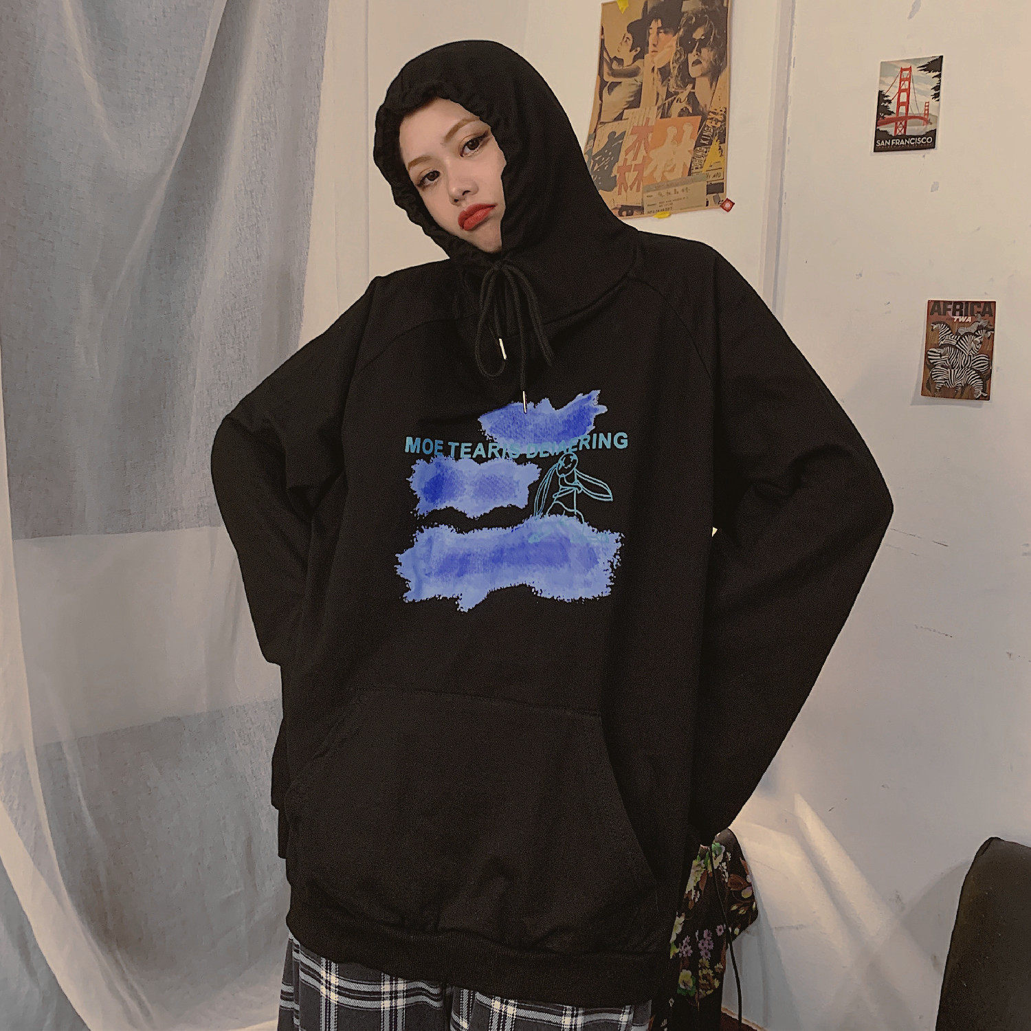 萧莲定制高街春秋连帽卫衣女宽松2020年秋冬新款设计感上衣jk外套