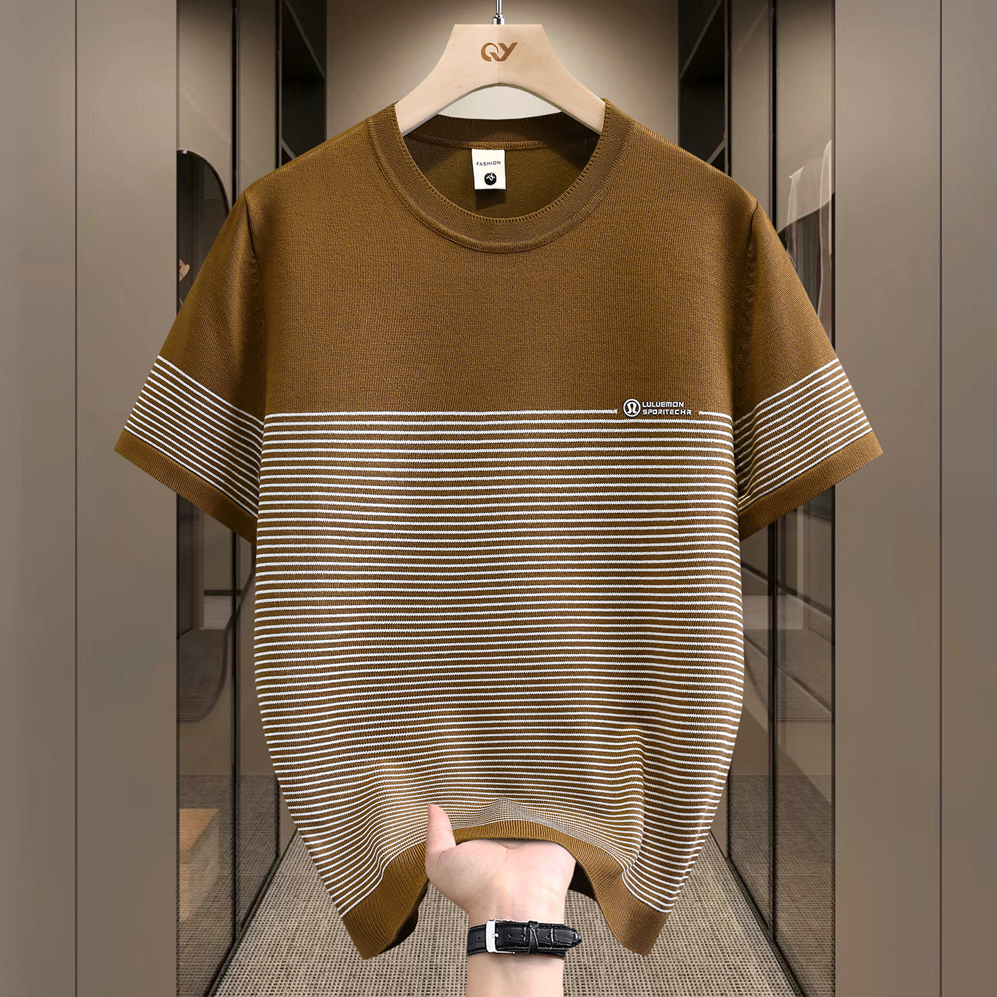 圆领撞色百搭针织衫男短袖