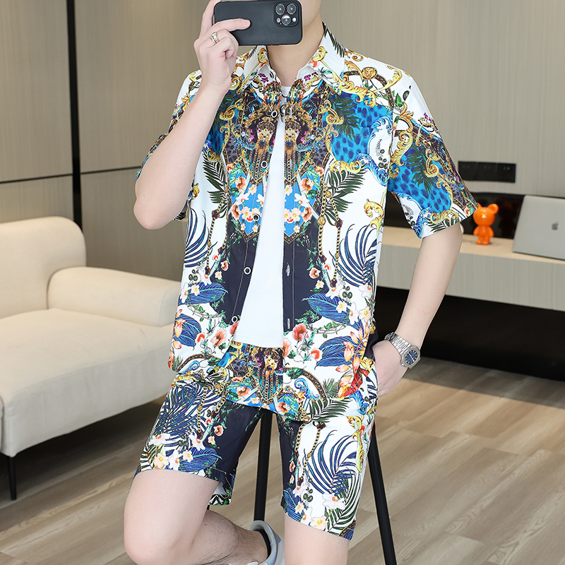 2025新款夏季男士短袖衬衫套装