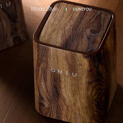 欧尼优复古轻奢仿木纹垃圾桶家用摇盖大号客厅卧室卫生间办公室