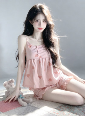 夏季棉质女纯欲家居服套装