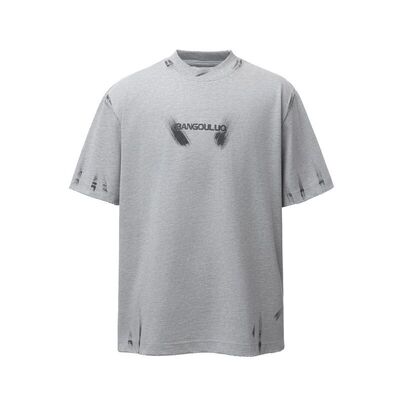 2694美式复古重磅350克双纱刷染字母刺绣设计男式高街宽松短袖T恤