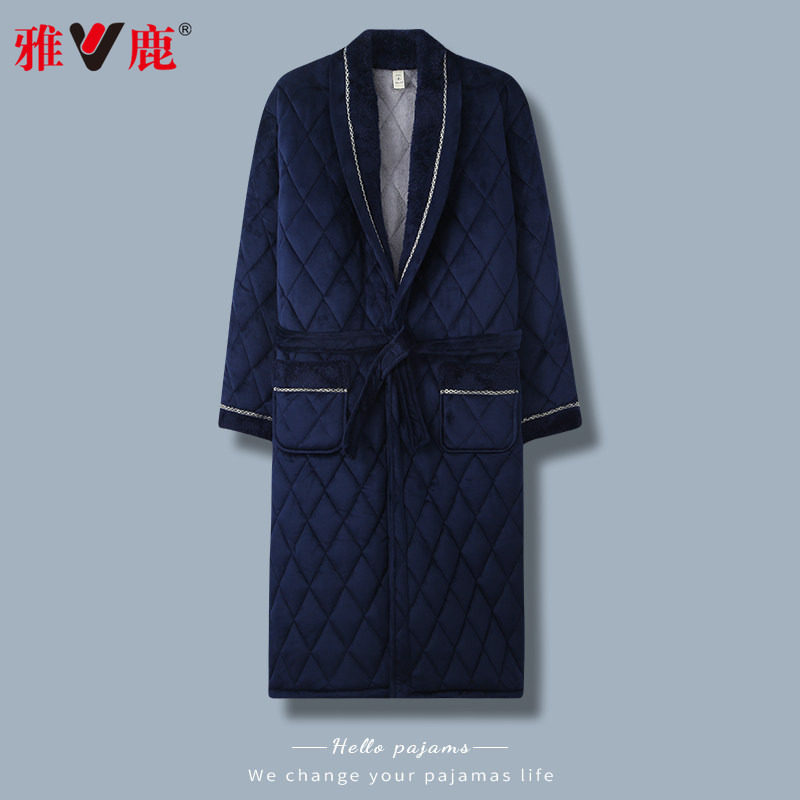 雅鹿珊瑚绒夹棉男士睡衣秋冬三层加厚保暖睡袍冬季法兰绒浴袍长款,女士内衣/男士内衣/家居服,睡袍/浴袍,淘宝优惠券,粉丝福利购,淘宝优惠卷