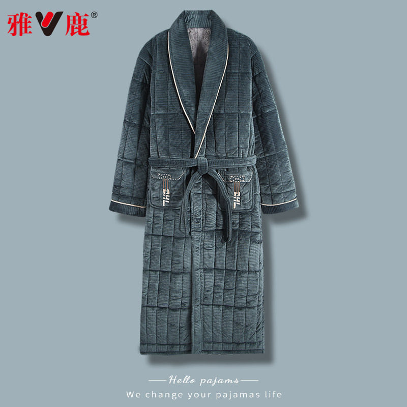 雅鹿睡袍男士睡衣冬季三层加厚珊瑚绒夹棉浴袍晨袍长款保暖家居服,女士内衣/男士内衣/家居服,睡袍/浴袍,淘宝优惠券,粉丝福利购,淘宝优惠卷