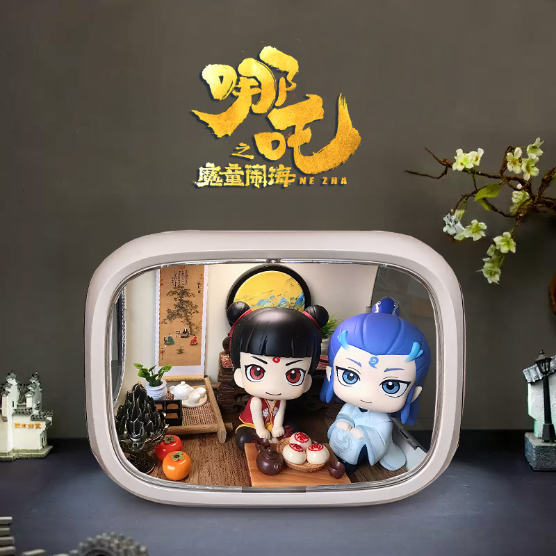 哪咤盲盒展示盒敖丙之魔童闹海手办收纳玩偶小屋造景装饰藕饼娃娃
