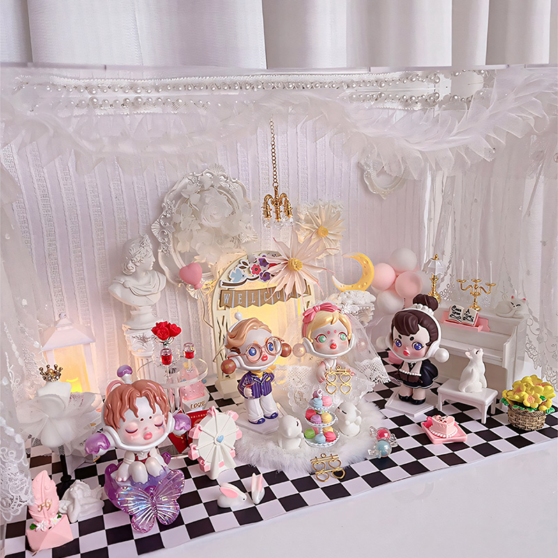 泡泡玛特盲盒手办diy结婚场景