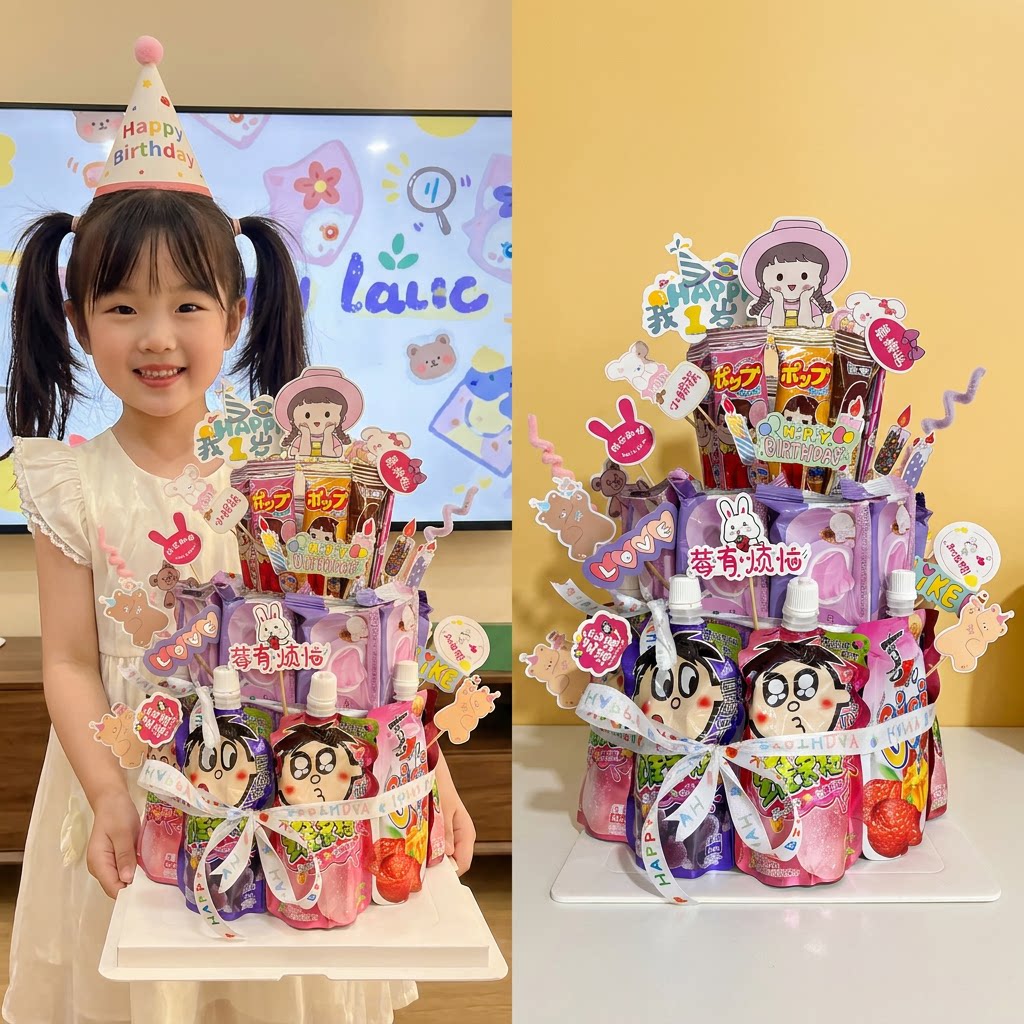 小红书同款生日零食蛋糕diy材料插件模型泡沫零食diy蛋糕材料包