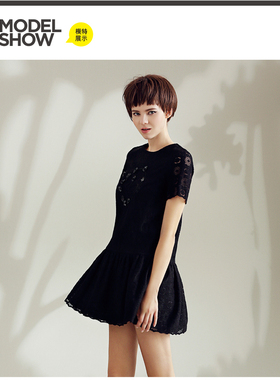 tunetune52834Y夏装蕾丝提花料前幅钉花连衣裙工厂店旗舰反季清仓