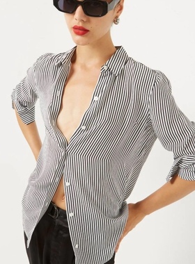 巴黎设计师EQ 女款 条纹/印花翻领长袖衬衫 合集