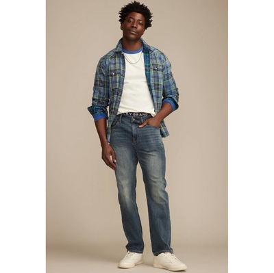 美系LB410深蓝色猫须水洗直筒裤