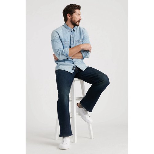 美系中产LB181蓝黑色做旧直筒裤