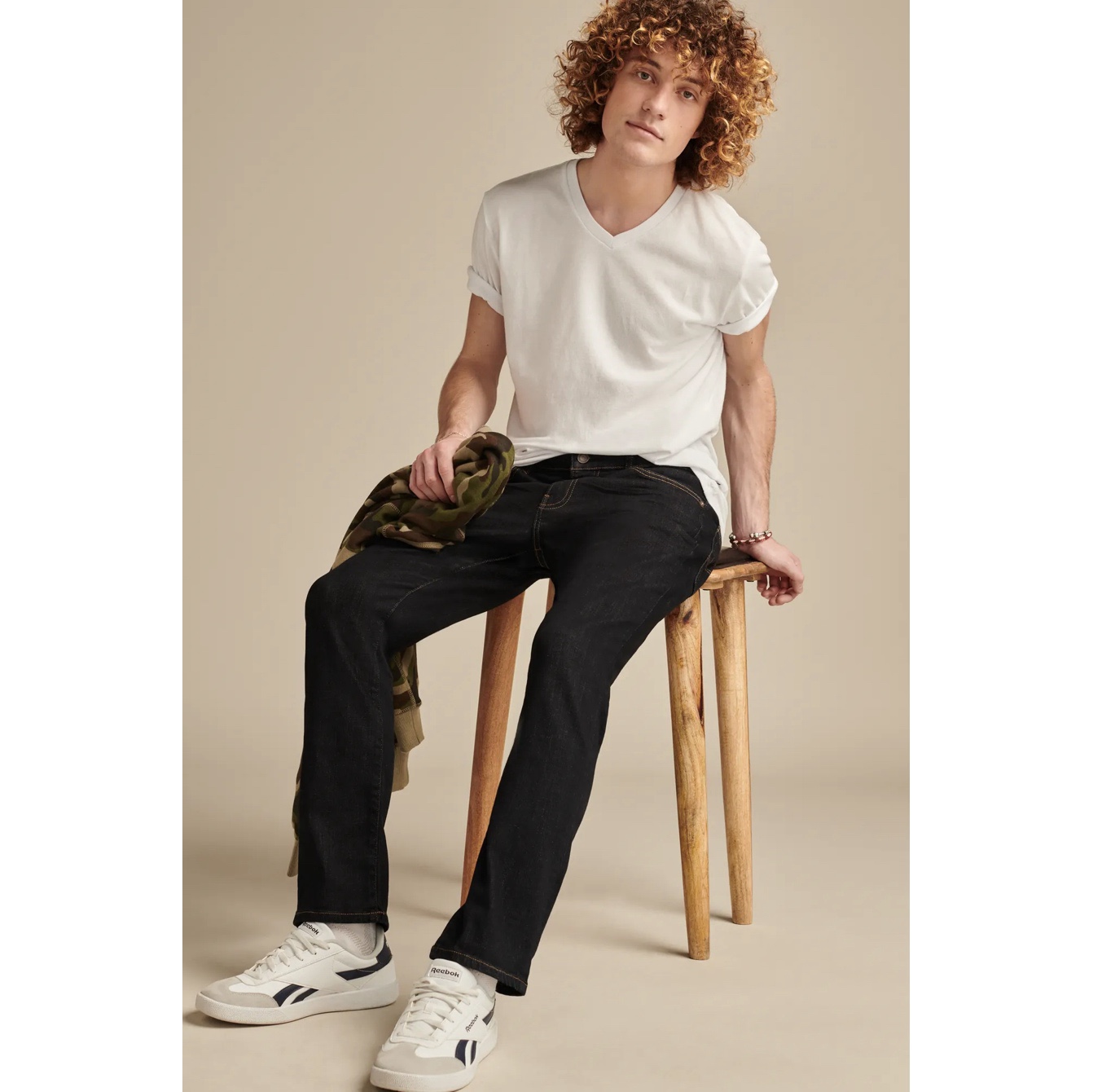 美系中产LB223蓝黑色复古直筒裤