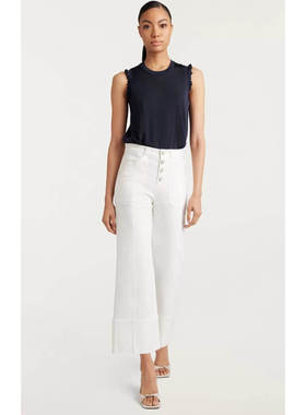 纽约现代轻奢CS女款 $295 Lenore藏蓝色花边拼接无袖针织背心上衣